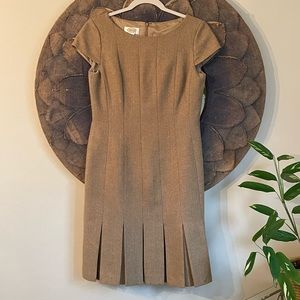 Talbots Camel Brown Pleated Midi Dress